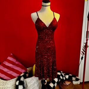 Scala Sequin Cocktail Red Dress